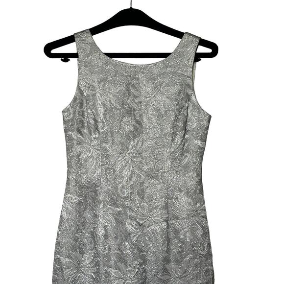 Jessica McClintock Silver Gown VTGH Size 8 Long Beyonce Megan Markle - Picture 3 of 13